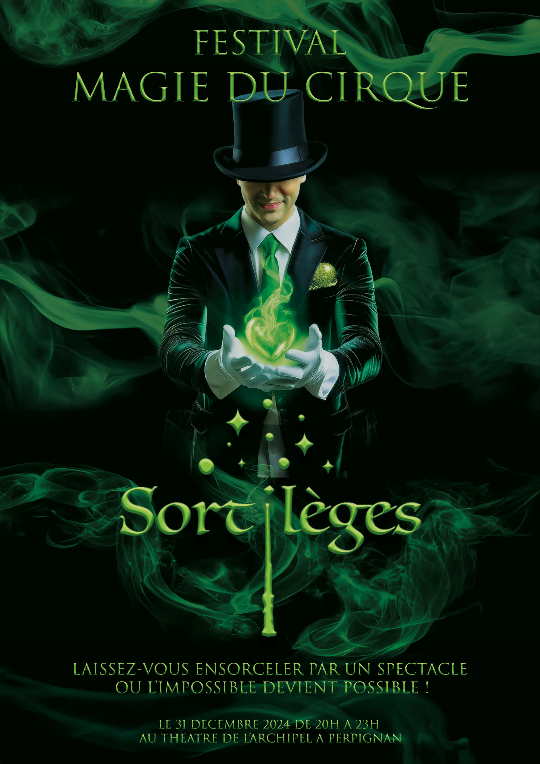 Affiche A3 cirque Sortilèges magicien